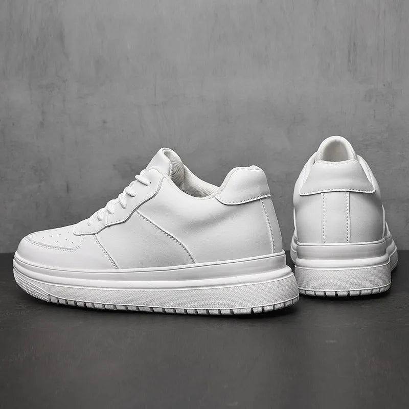 Baskets homme cuir lacets semelle épaisse chaussures casual rehaussantes