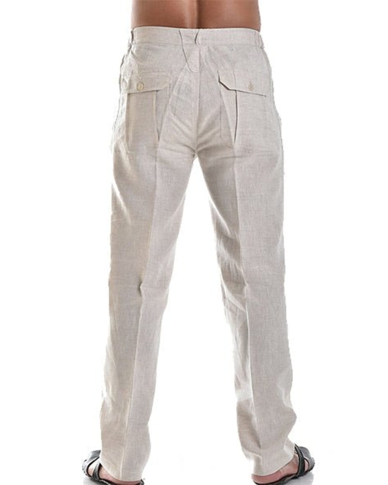 Pantalon en lin homme coupe droite à cordon style décontracté été respirant