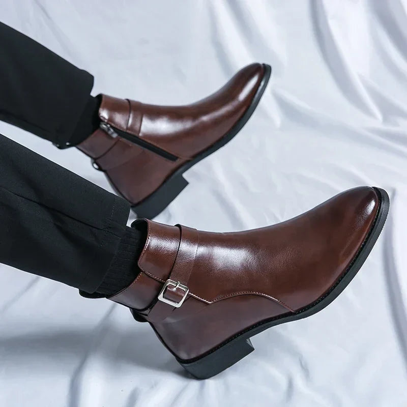 Bottines Chelsea homme zip latéral élégantes bout pointu usage quotidien