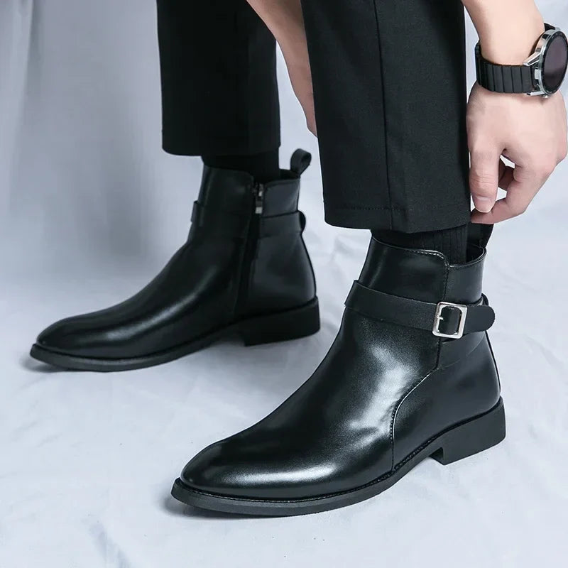 Bottines Chelsea homme zip latéral élégantes bout pointu usage quotidien