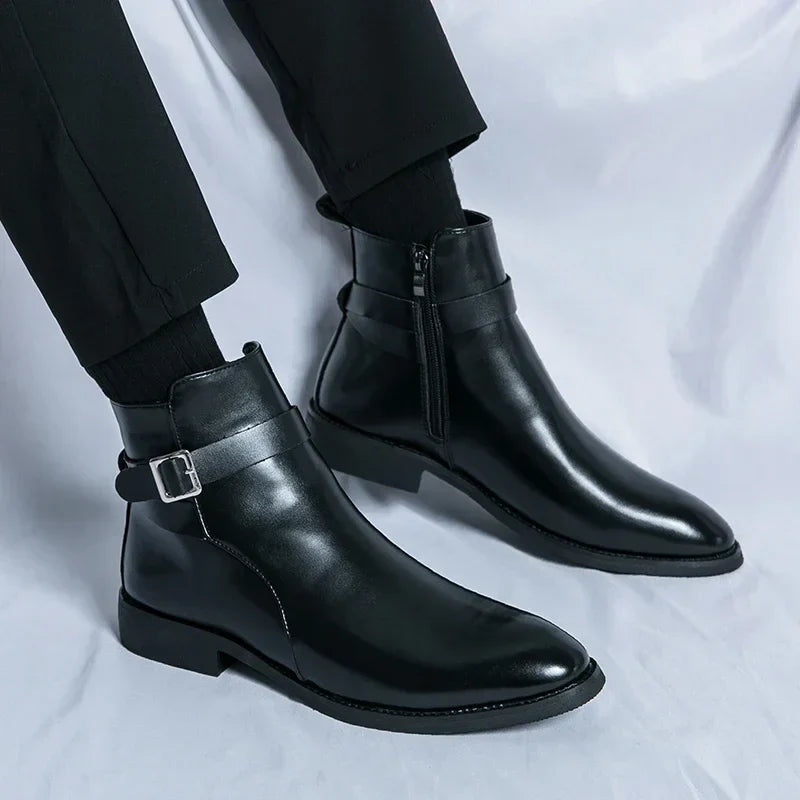 Bottines Chelsea homme zip latéral élégantes bout pointu usage quotidien