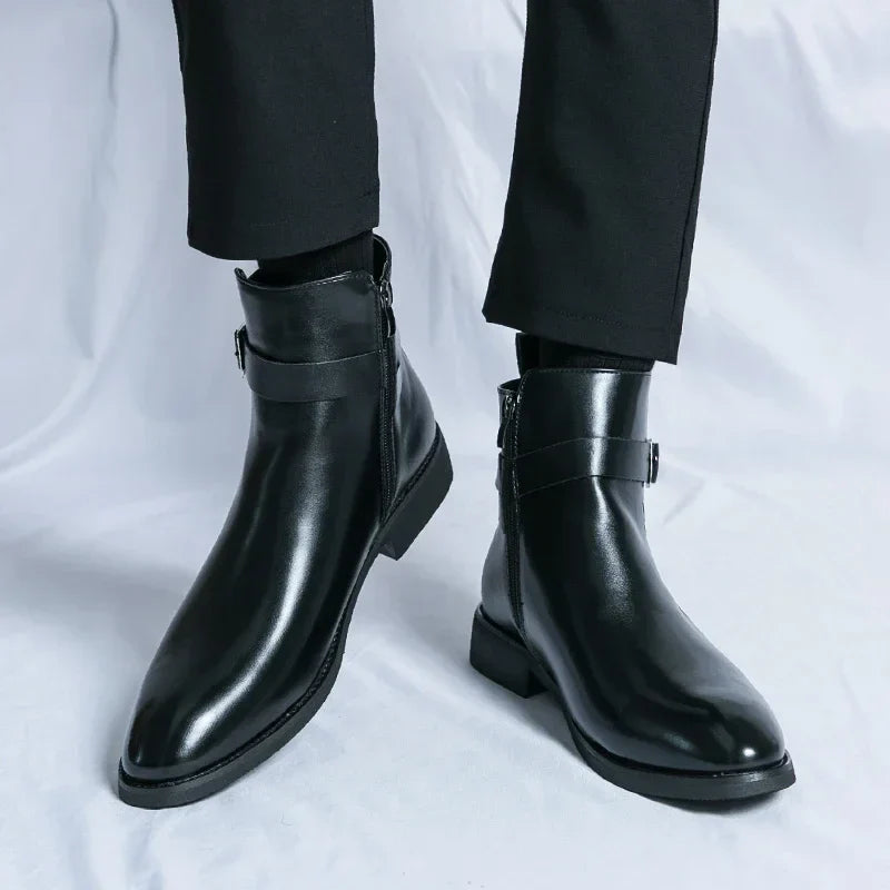Bottines Chelsea homme zip latéral élégantes bout pointu usage quotidien