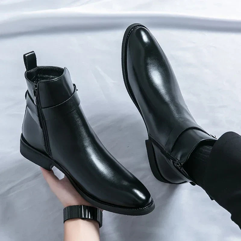 Bottines Chelsea homme zip latéral élégantes bout pointu usage quotidien