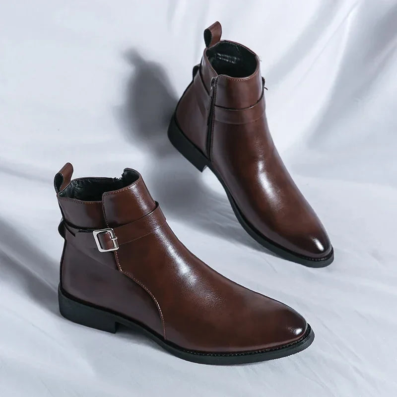 Bottines Chelsea homme zip latéral élégantes bout pointu usage quotidien