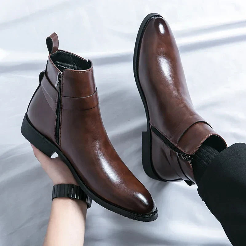 Bottines Chelsea homme zip latéral élégantes bout pointu usage quotidien