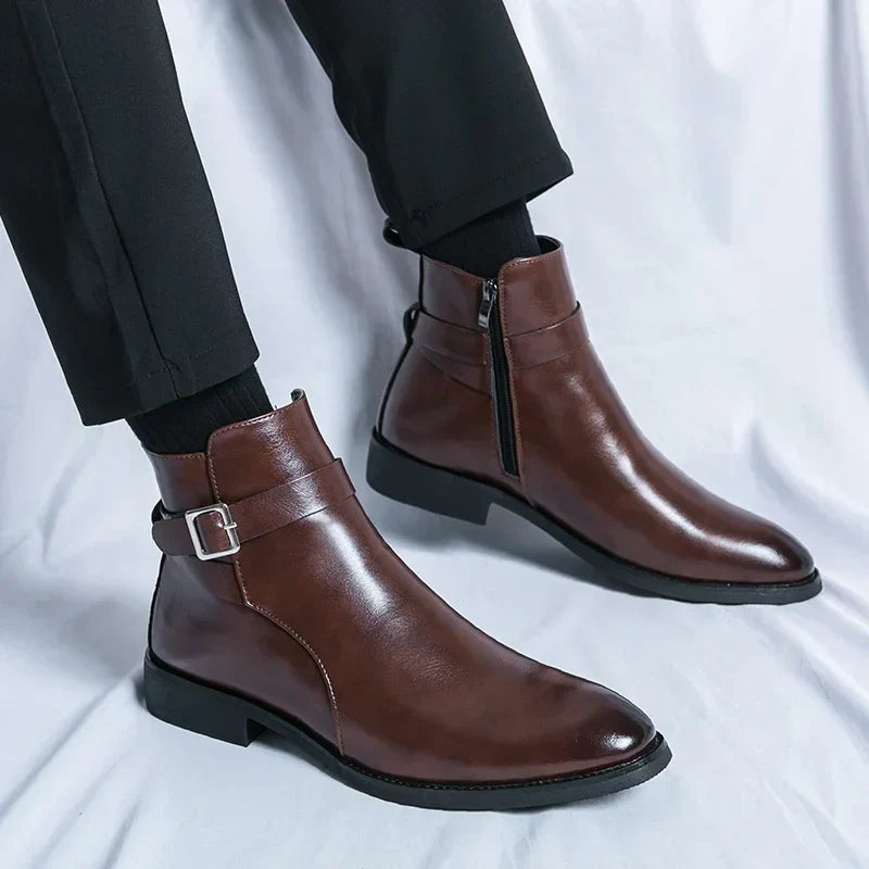 Bottines Chelsea homme zip latéral élégantes bout pointu usage quotidien