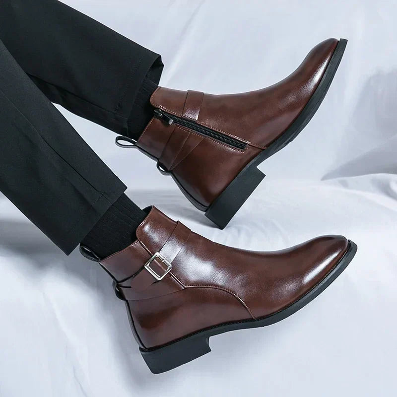 Bottines Chelsea homme zip latéral élégantes bout pointu usage quotidien