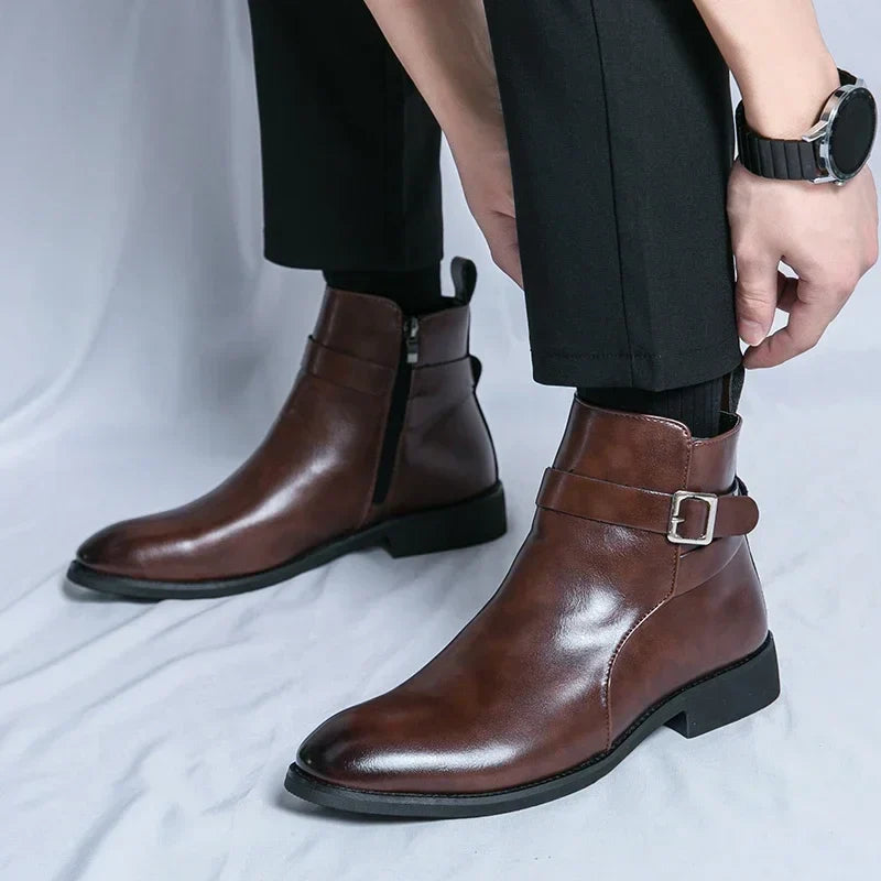 Bottines Chelsea homme zip latéral élégantes bout pointu usage quotidien