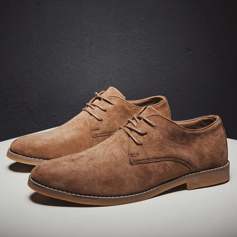 Chaussures oxford homme daim à lacets bout rond mariage