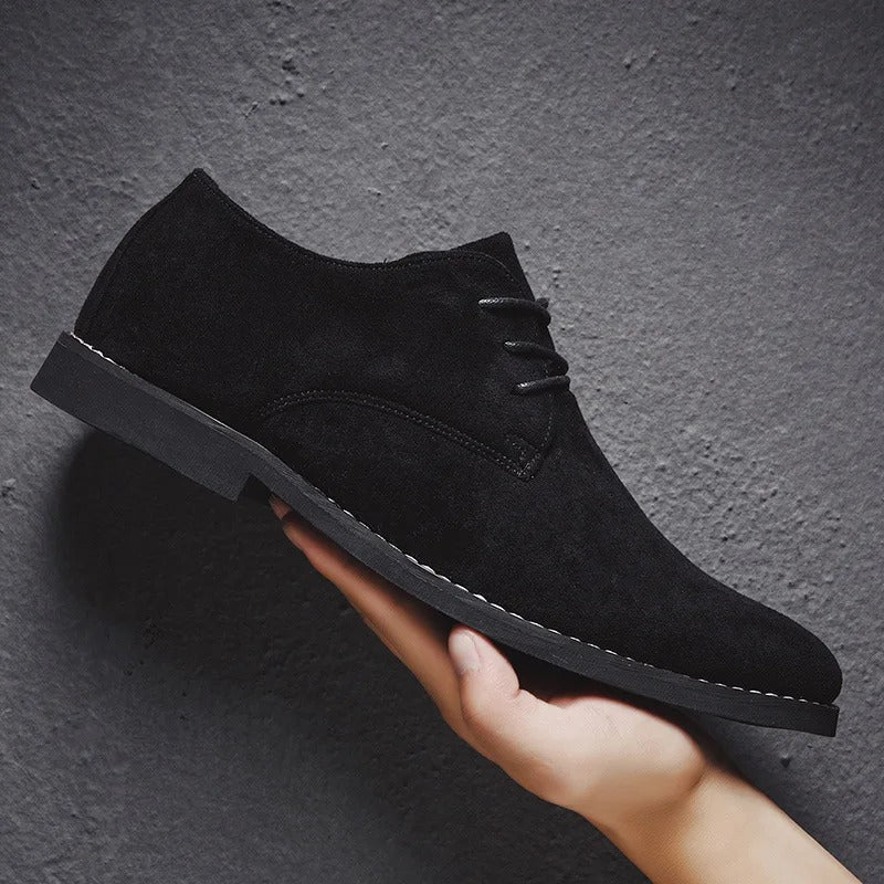 Chaussures oxford homme daim à lacets bout rond mariage