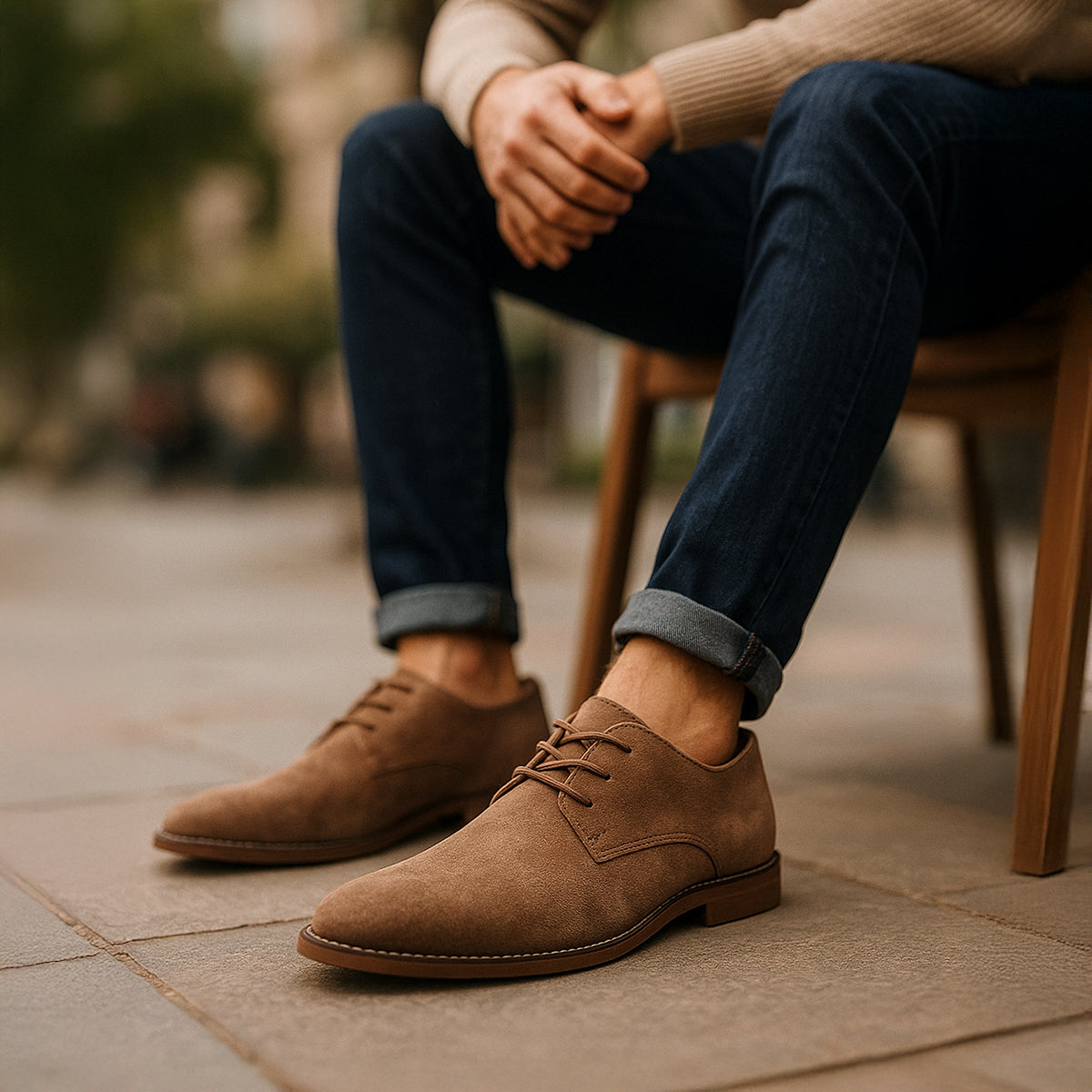 Chaussures oxford homme daim à lacets bout rond mariage