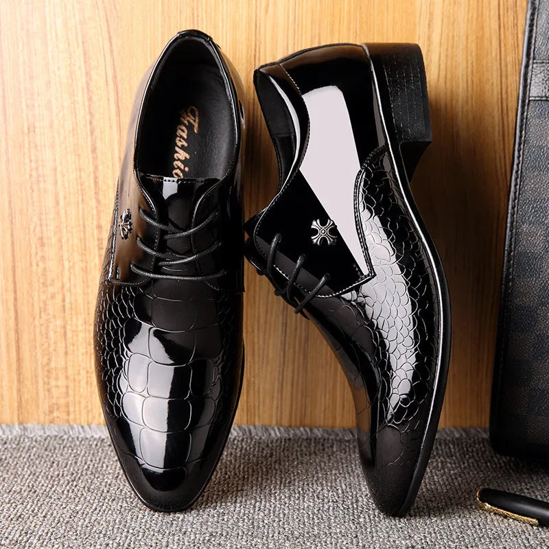 Chaussures oxford homme vernis texturé bout pointu mariage