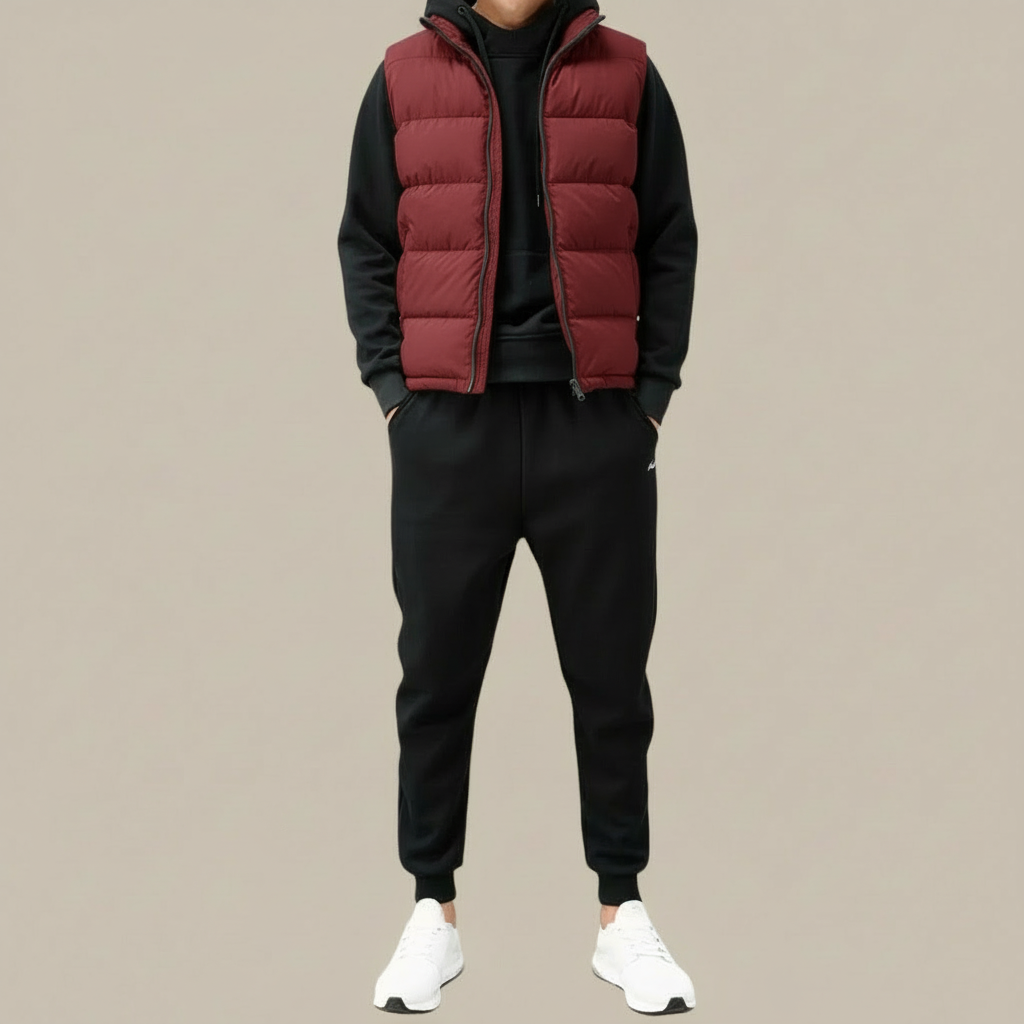 Doudoune sans manches homme gilet matelassé zippé coupe droite quotidien
