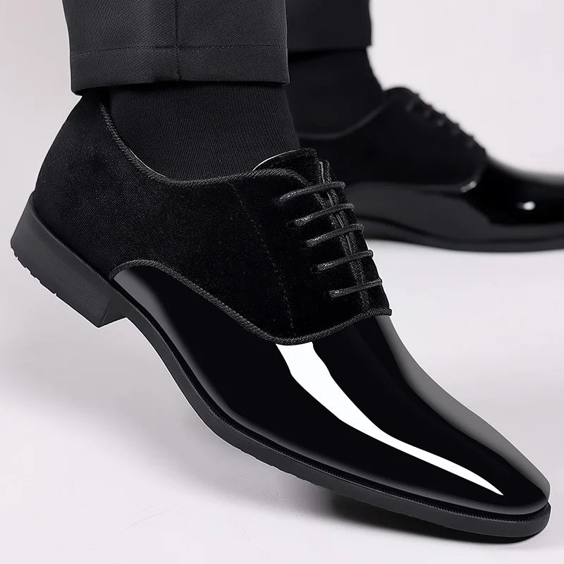 Chaussures oxford homme verni lacets élégantes style formel contraste texture