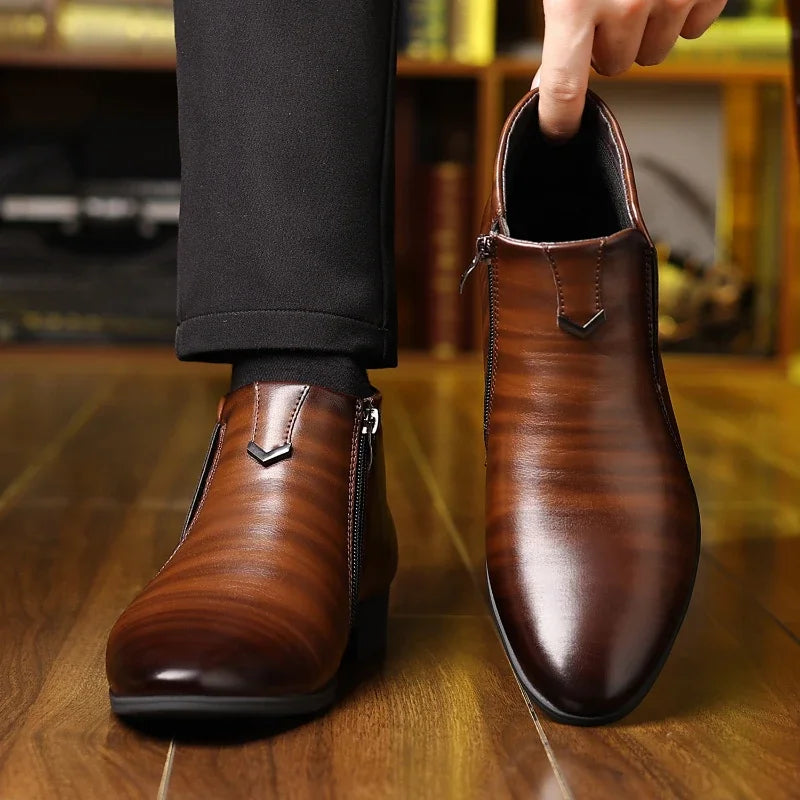 Bottines homme habillées zip latéral bout pointu élégantes