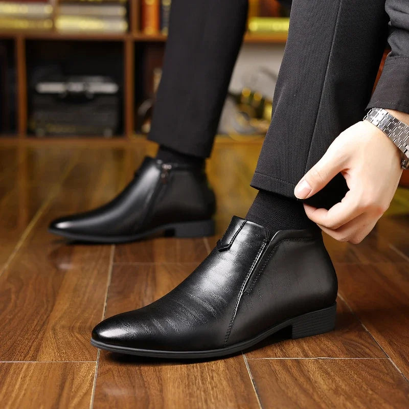 Bottines homme habillées zip latéral bout pointu élégantes