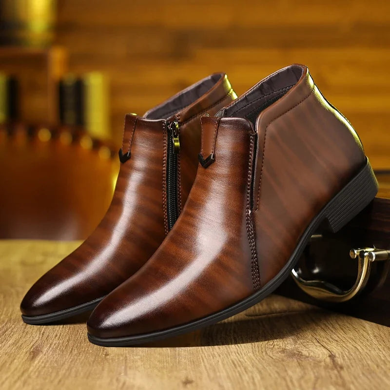 Bottines homme habillées zip latéral bout pointu élégantes
