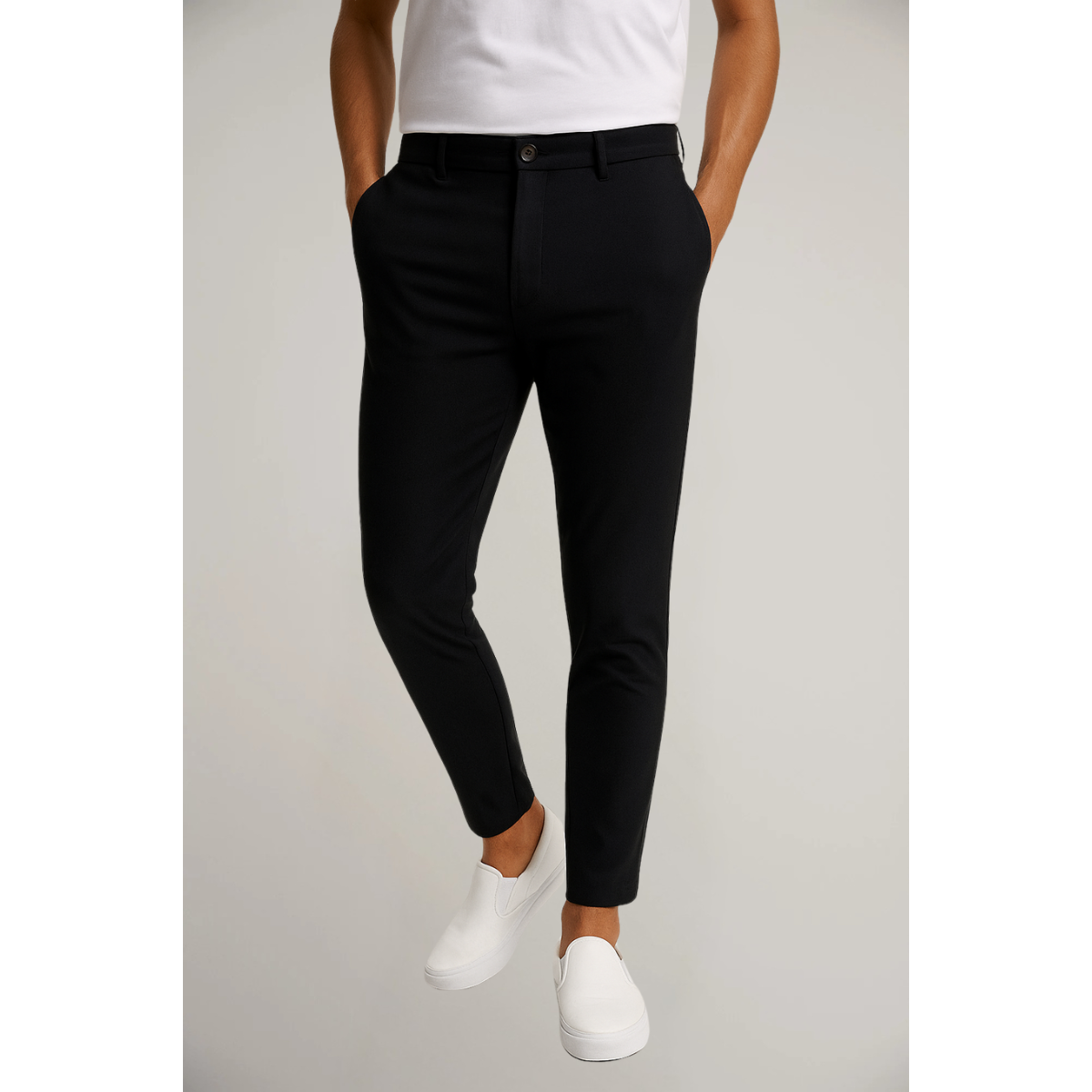 Pantalon homme coupe ajustée taille droite business ville élégant classique