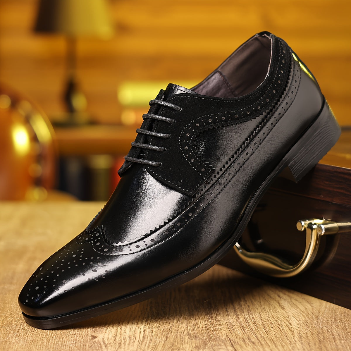 Chaussures oxford homme cuir brogué bout pointu à lacets