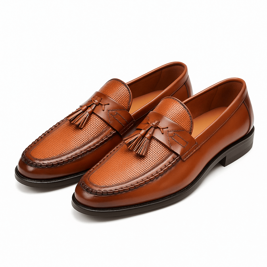 Mocassins homme à pampilles cuir slip-on style classique élégant
