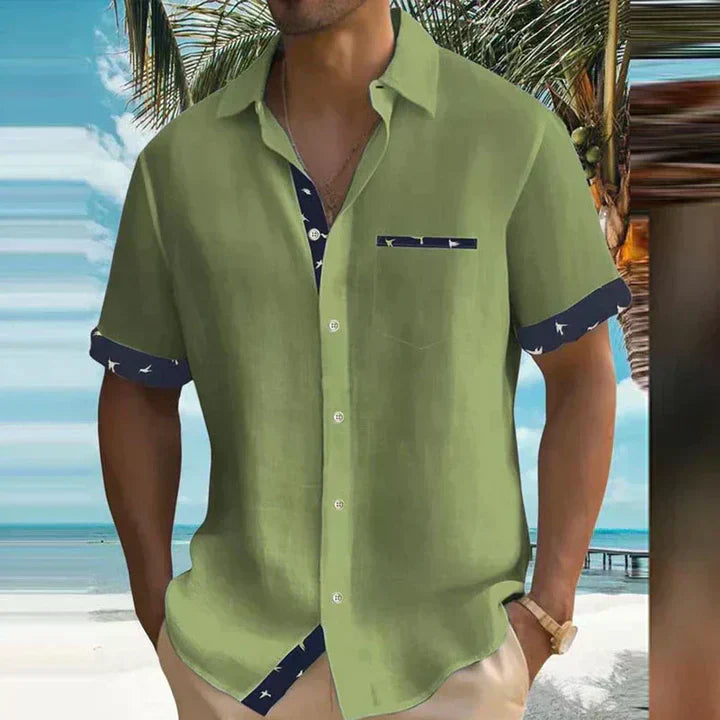 Chemise homme manches courtes à boutons avec col classique style décontracté été