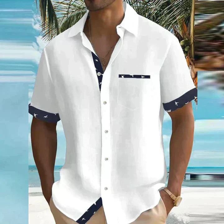 Chemise homme manches courtes à boutons avec col classique style décontracté été