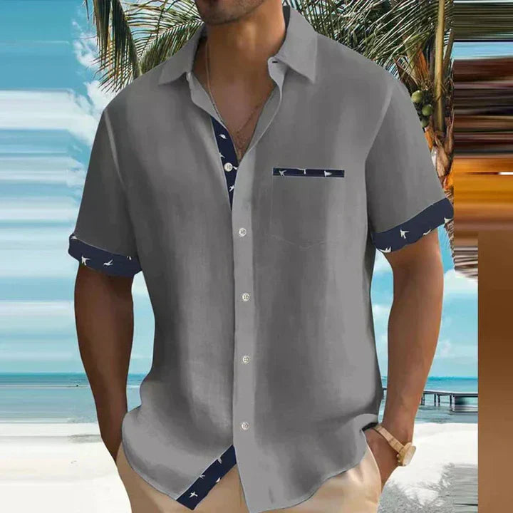 Chemise homme manches courtes à boutons avec col classique style décontracté été