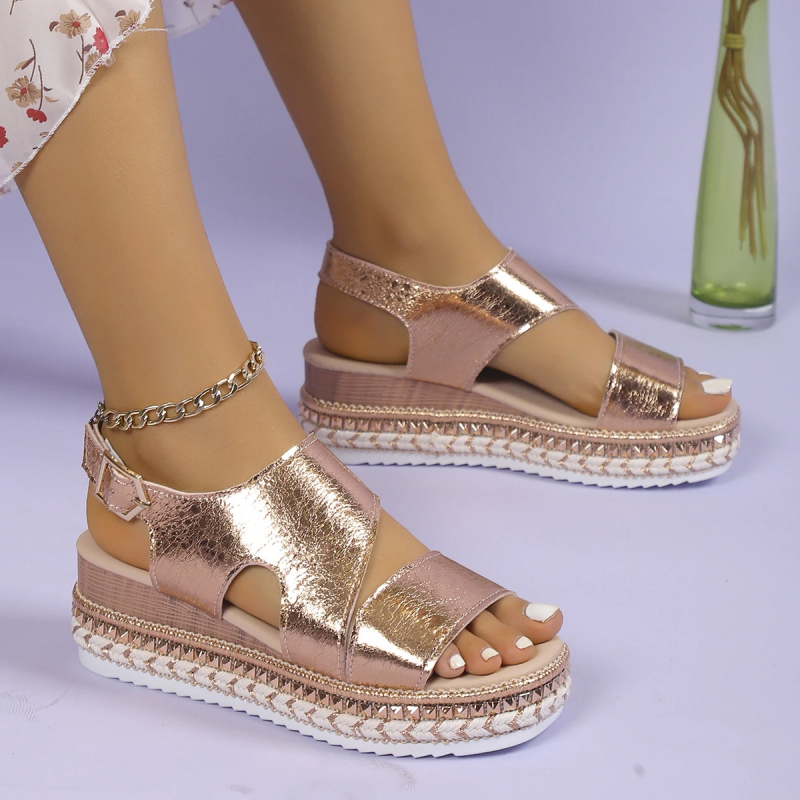 Sandales femme compensées plateforme bride cheville confort semelle épaisse été