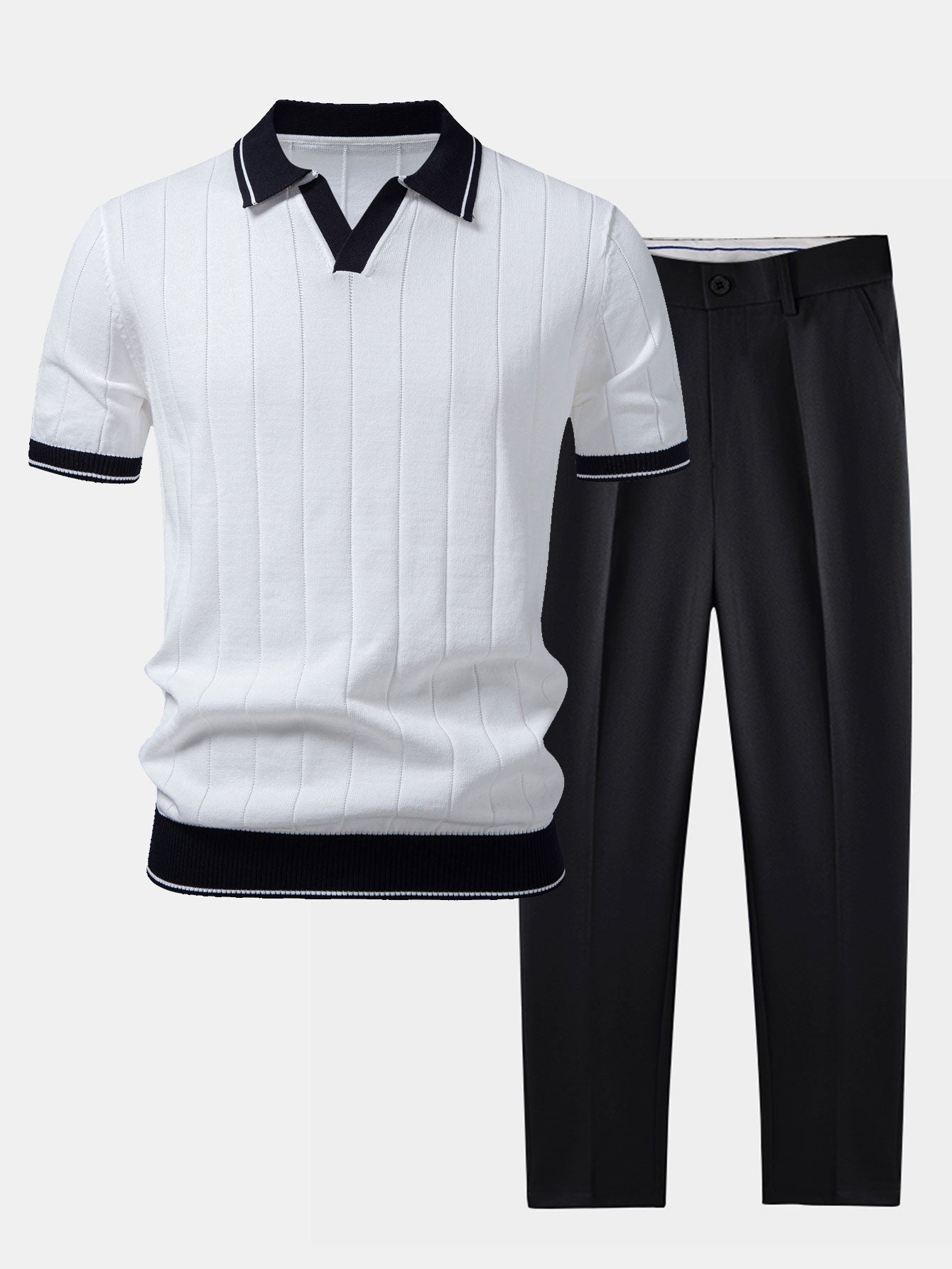 Ensemble homme polo maille et pantalon tapered style casual chic