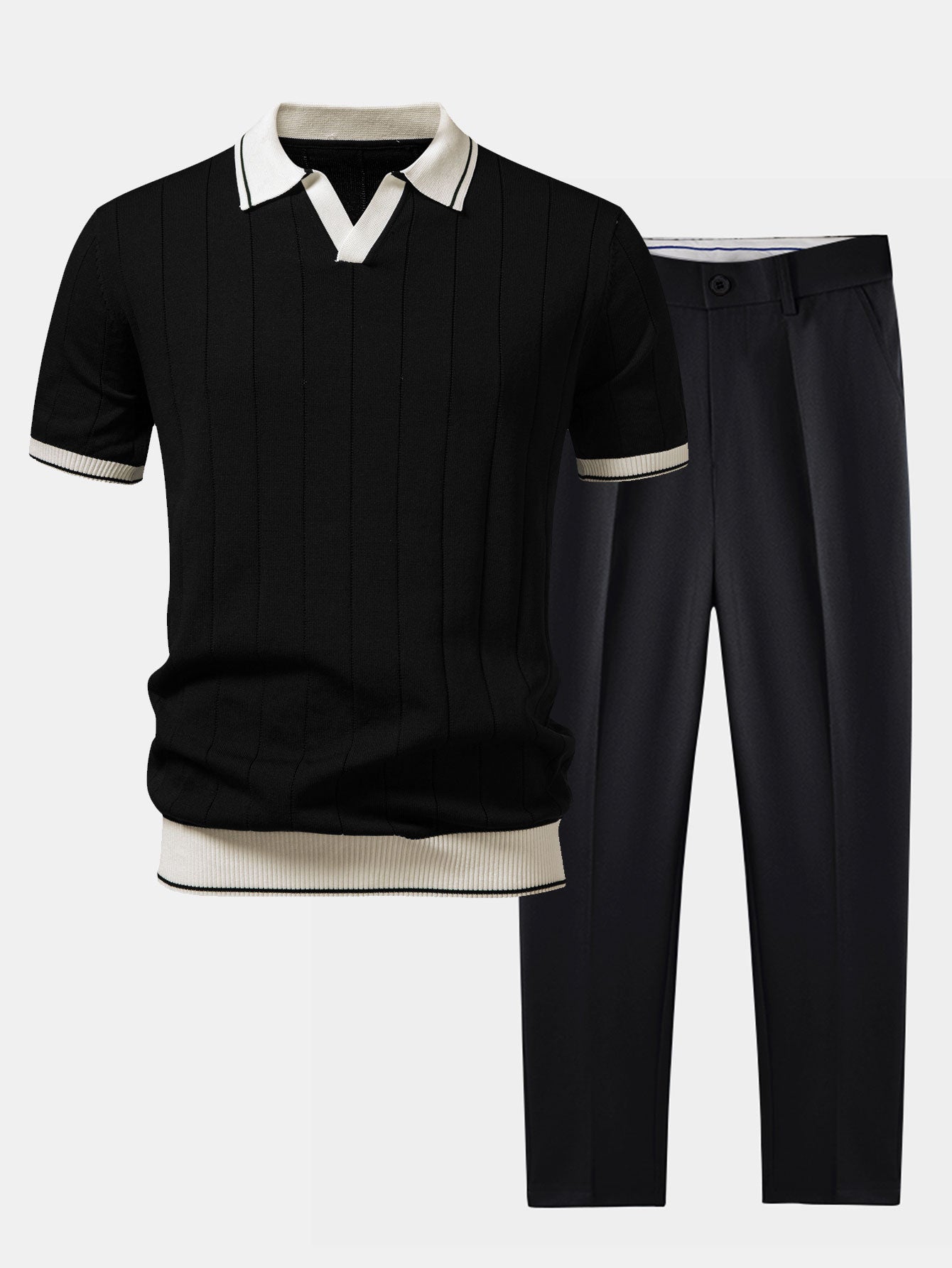Ensemble homme polo maille et pantalon tapered style casual chic