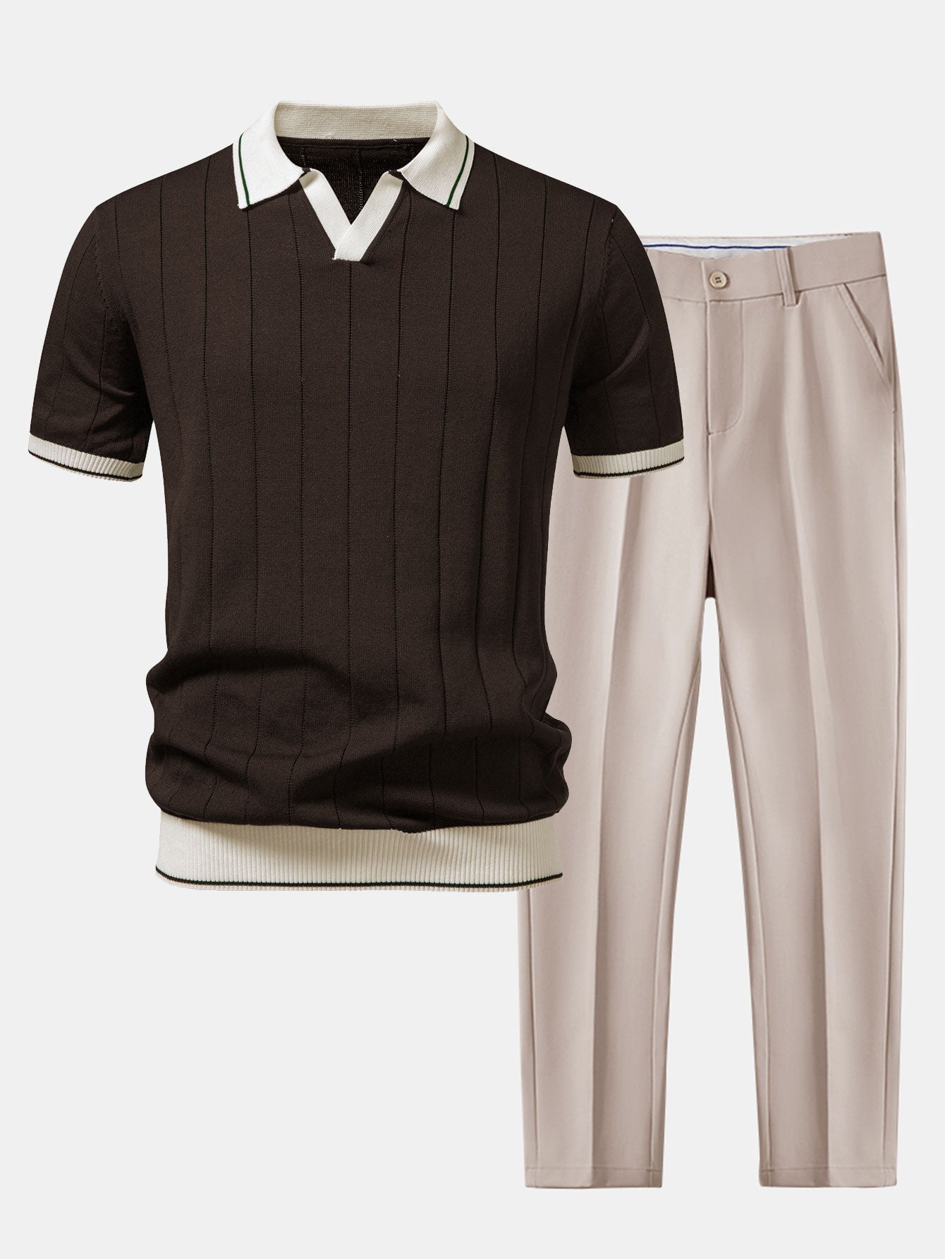 Ensemble homme polo maille et pantalon tapered style casual chic