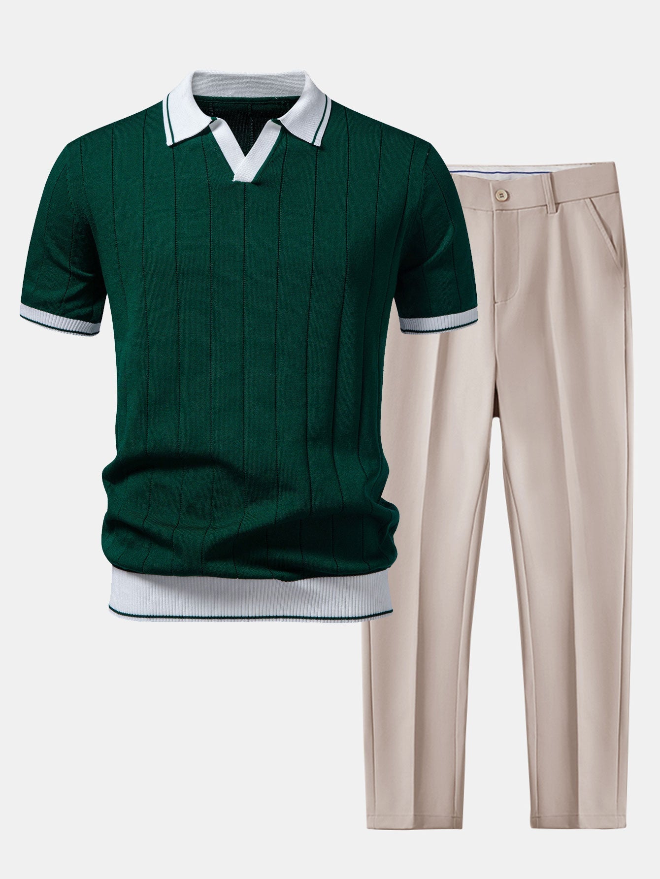Ensemble homme polo maille et pantalon tapered style casual chic