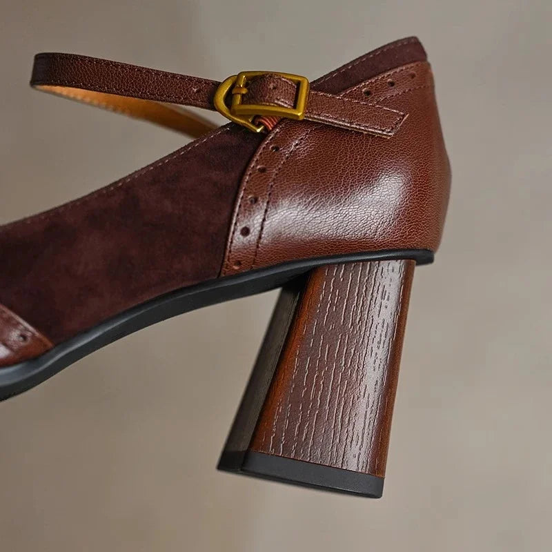 Escarpins femme Mary Jane à talon bloc bride cheville bout rond chaussures élégantes