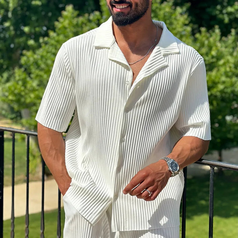 Ensemble homme 2 pièces chemise pantalon manches courtes été