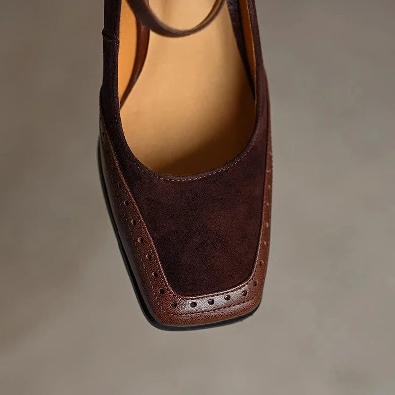 Escarpins femme Mary Jane à talon bloc bride cheville bout rond chaussures élégantes