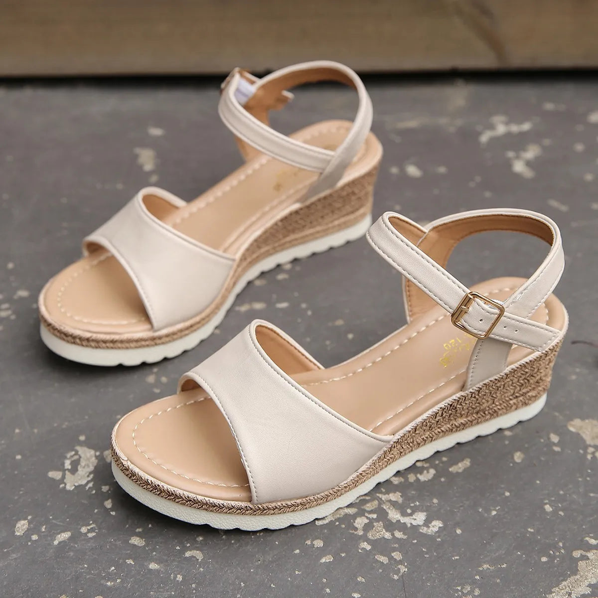 Sandales compensées femme bride cheville plateforme semelle corde ouvertes