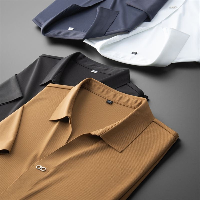 Ensemble homme polo manches courtes et pantalon coupe droite style décontracté