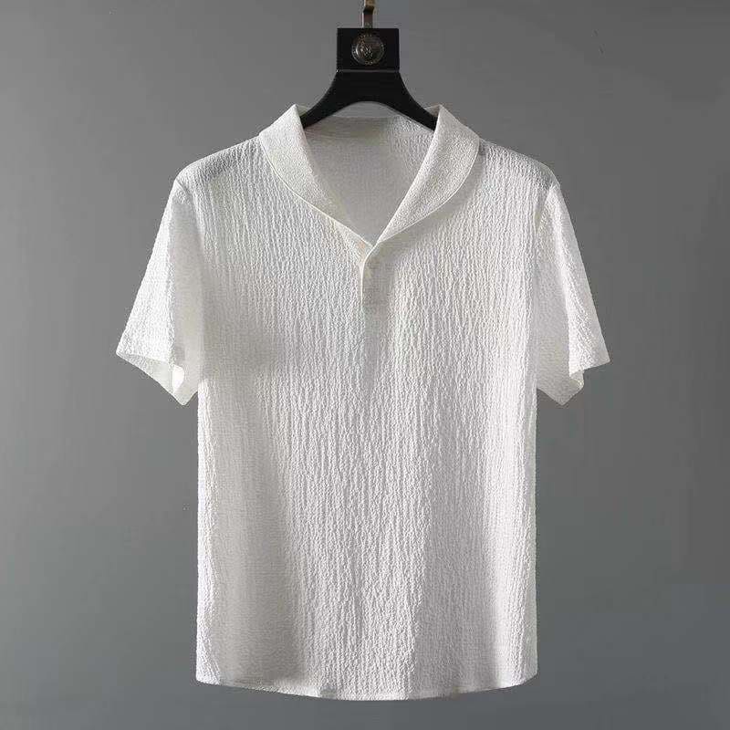 Ensemble homme 2 pièces col châle manches courtes pantalon élastique été