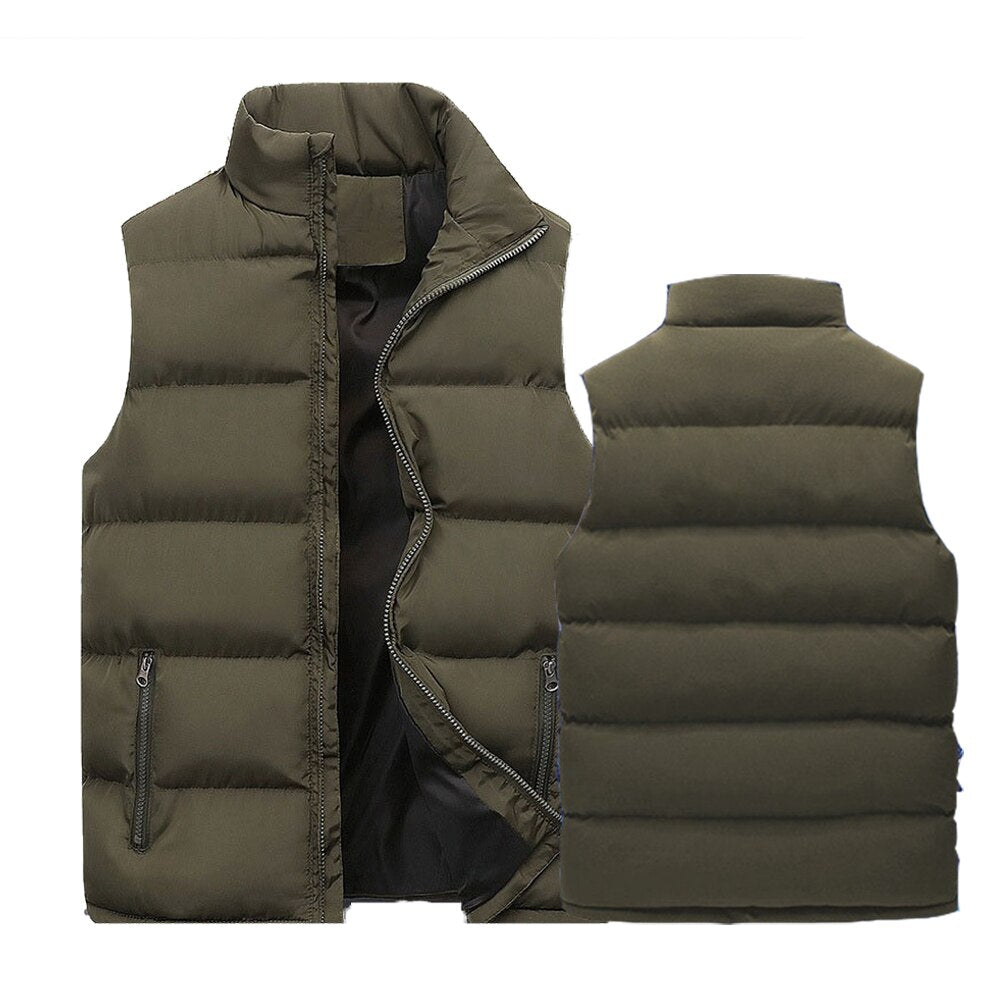 Doudoune sans manches homme matelassée zippée col montant style hiver