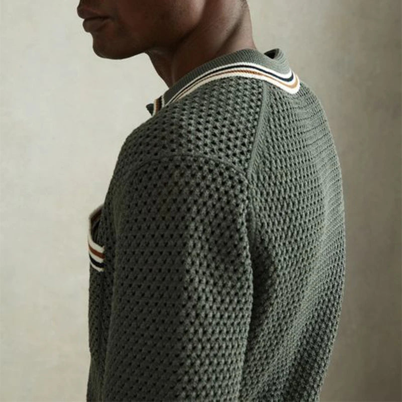 Chemise homme maille ajourée manches courtes col boutonné coupe droite