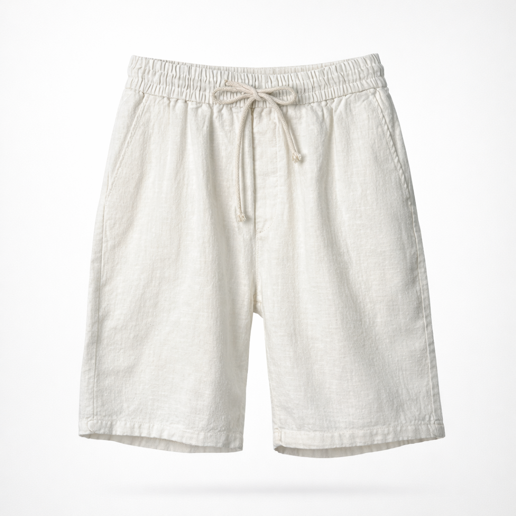 Short homme en lin cordon de serrage poches latérales coupe ample