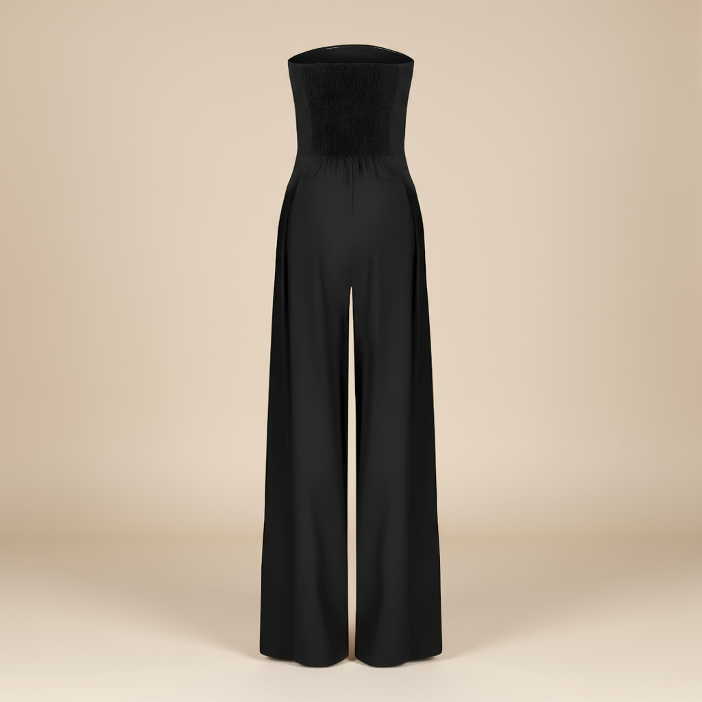 Combinaison femme bustier pantalon large fluide taille haute habillée