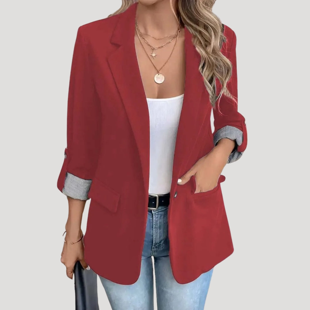 Blazer femme coupe cintrée manches retroussables blazer élégant