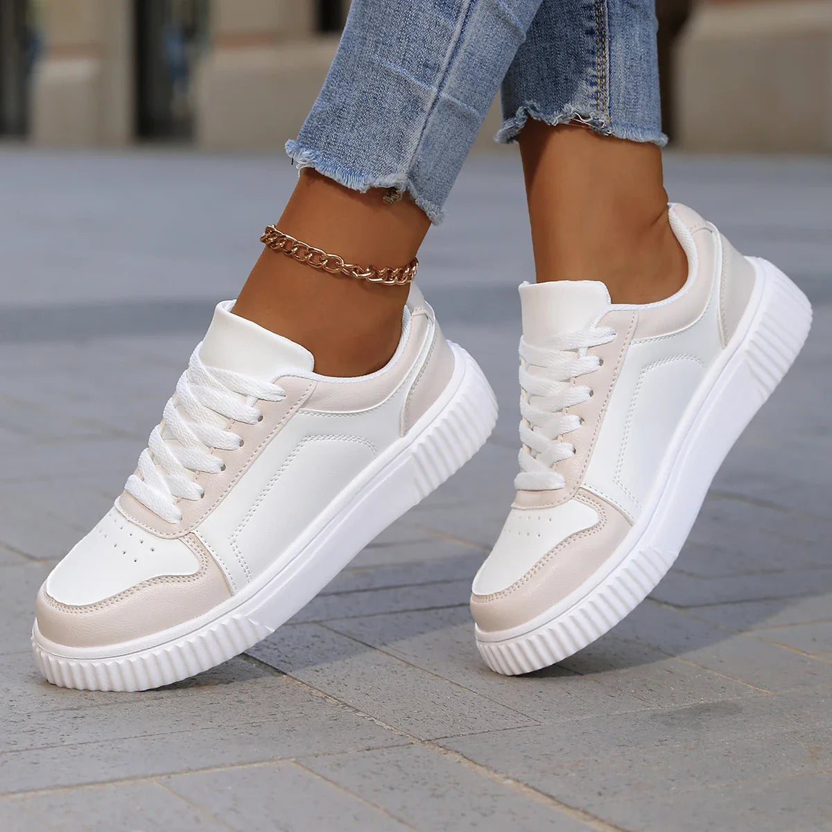 Baskets femme plateforme lacets semelle épaisse sneakers casual confortables