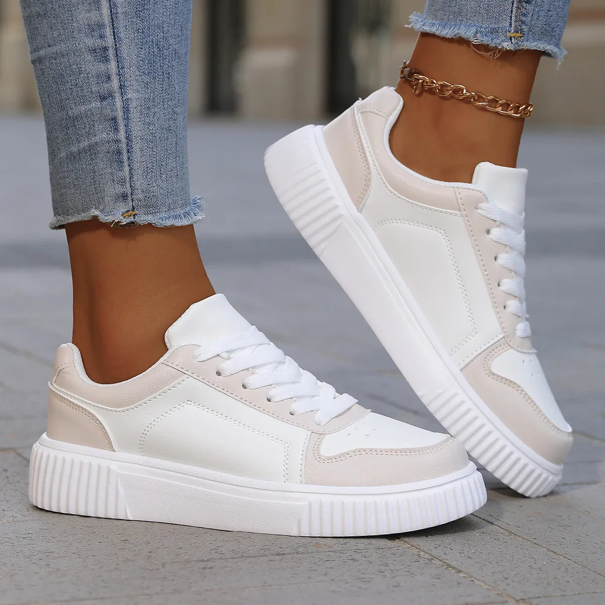 Baskets femme plateforme lacets semelle épaisse sneakers casual confortables