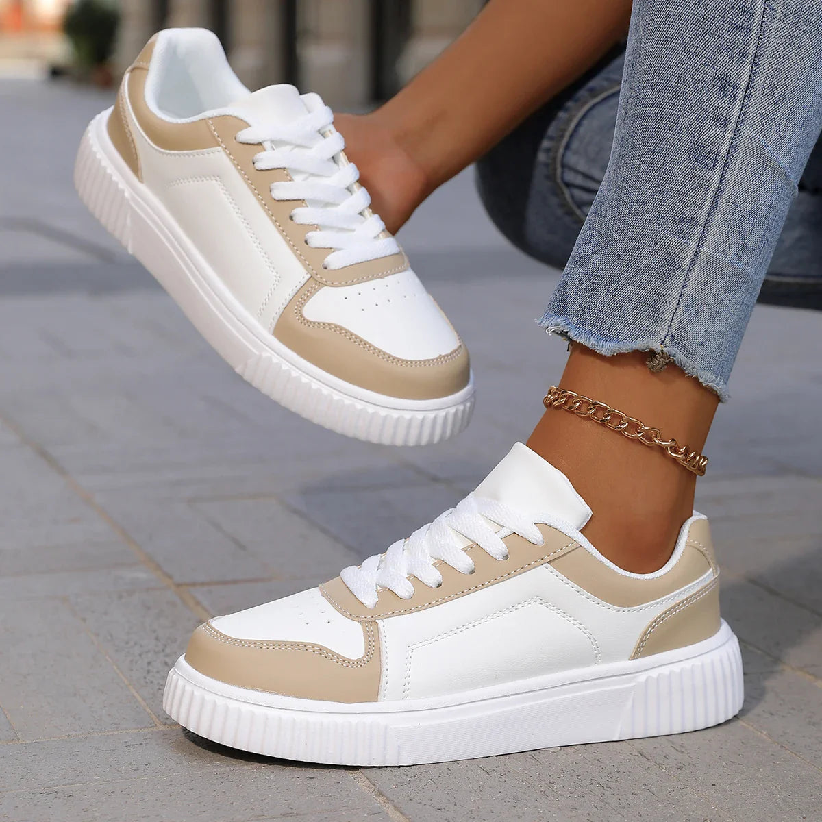 Baskets femme plateforme lacets semelle épaisse sneakers casual confortables