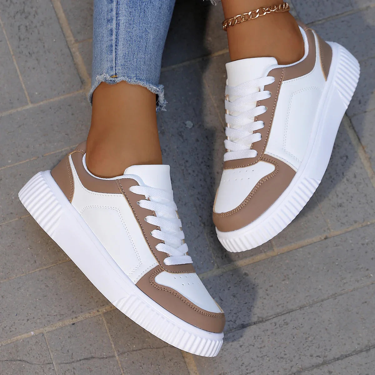 Baskets femme plateforme lacets semelle épaisse sneakers casual confortables