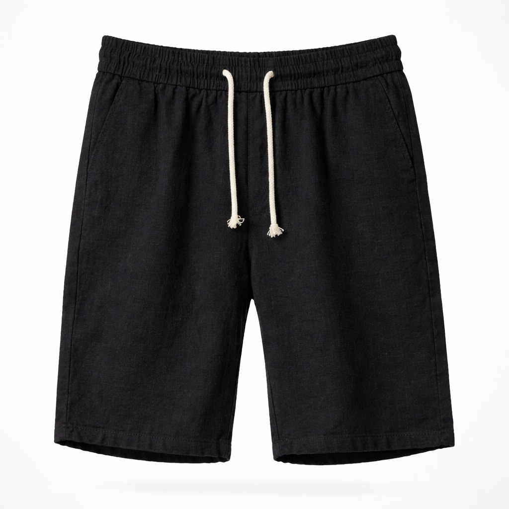 Short homme en lin cordon de serrage poches latérales coupe ample