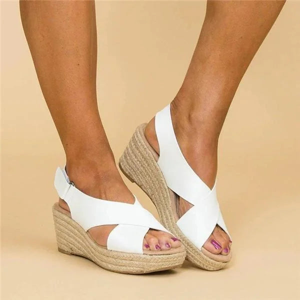 Sandales compensées femme plateforme espadrille à brides croisées été confortables