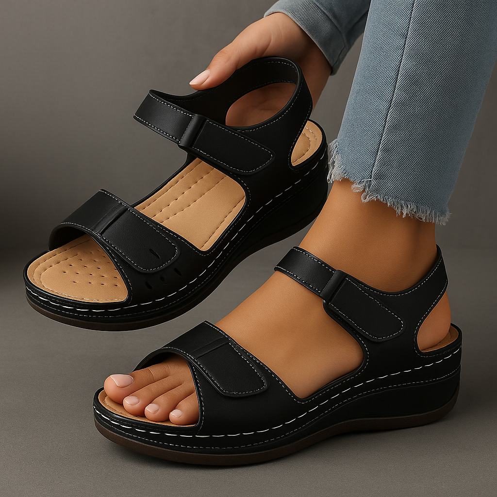 Sandales femme compensées confort brides réglables semelle ergonomique été